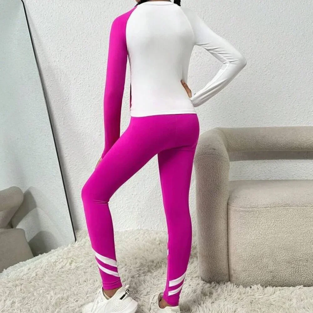 Girls two piece long sleeve and leggings athletic set